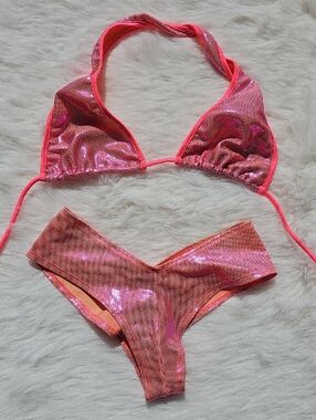 Orange hologram Bikini Set